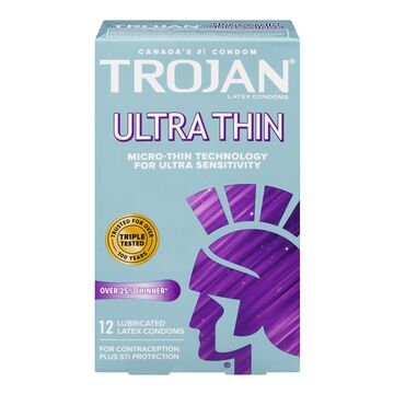 Trojan Ultra Thin 12 Lubricated Latex Condoms
