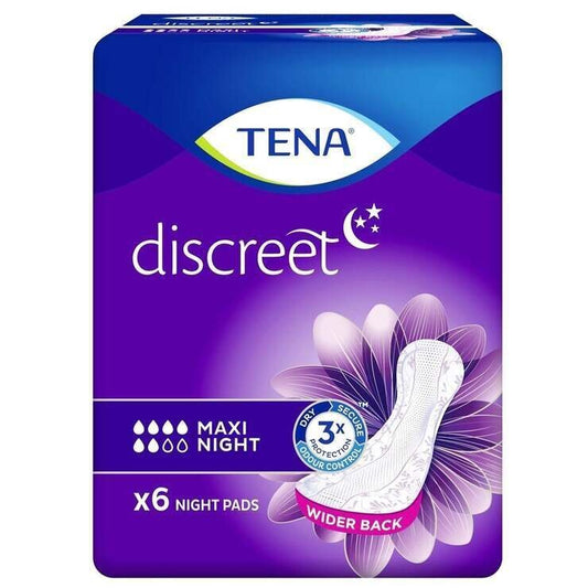 TENA Discreet Maxi Night Incontinence Pads - 6 Pads
