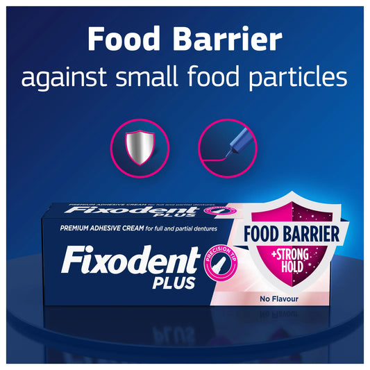 Fixodent Plus Dual Premium Food Seal Denture Adhesive Cream 10x Stronger 40g - Pack of 3