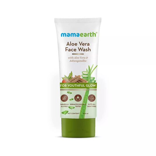Mamaearth Face Wash with Aloe Vera & Ashwagandha for a Youthful Glow - 100 ml