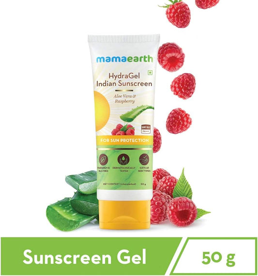 Mamaearth Indian Sunscreen with Aloe Vera & Raspberry for Sun Protection - 50 g