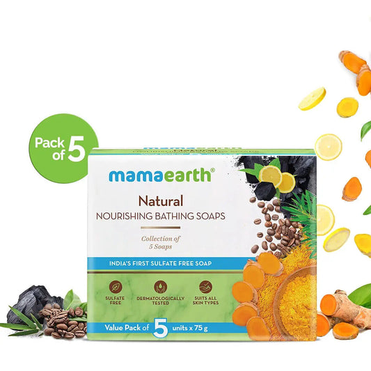 Mamaearth Natural Nourishing Bathing Soap – 75g Each (Pack of 5 soap)