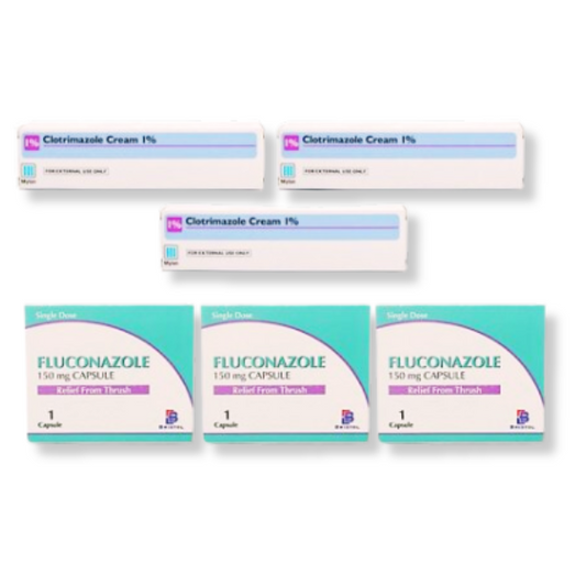 Clotrimazole and Fluconazole Thrush Treatment Bundle - 3 Pack
