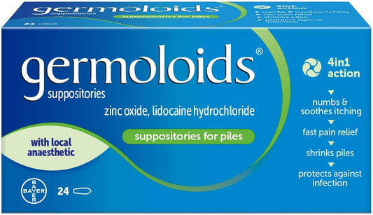 Germoloids Haemorrhoid & Piles Treatment Suppositories 24 Pack