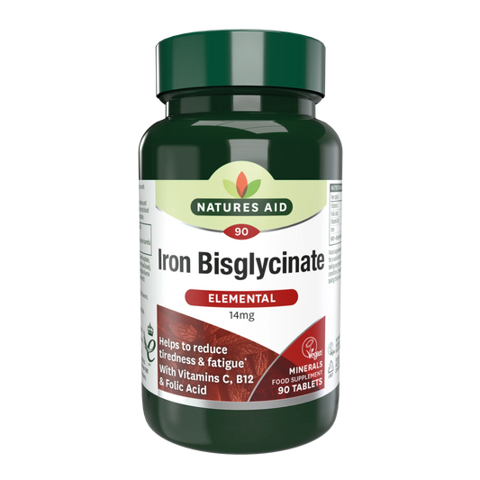Natures Aid Iron Bisglycinate Elemental 14mg 90 tablets