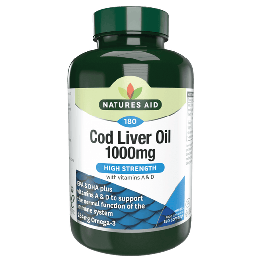 Natures Aid Cod Liver Oil 1000mg High Strength 180 Soft Gels