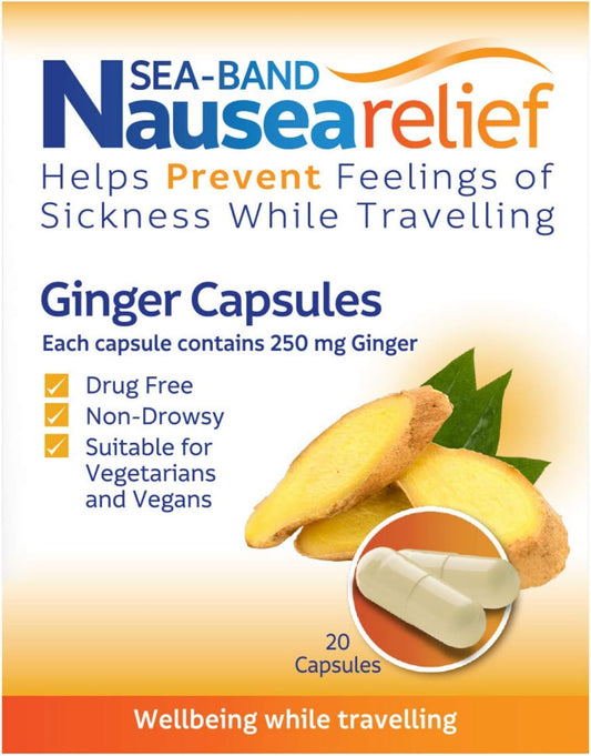 Sea-Band Nausea Relief Ginger Capsules - Pack of 20