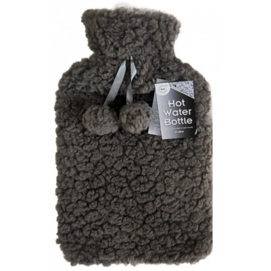 DID 2 Litre Hot Water Bottle With Soft Teddy Plush Cover