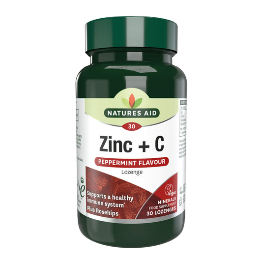 Natures Aid Zinc + C Peppermint Flavour 30 Lozenges