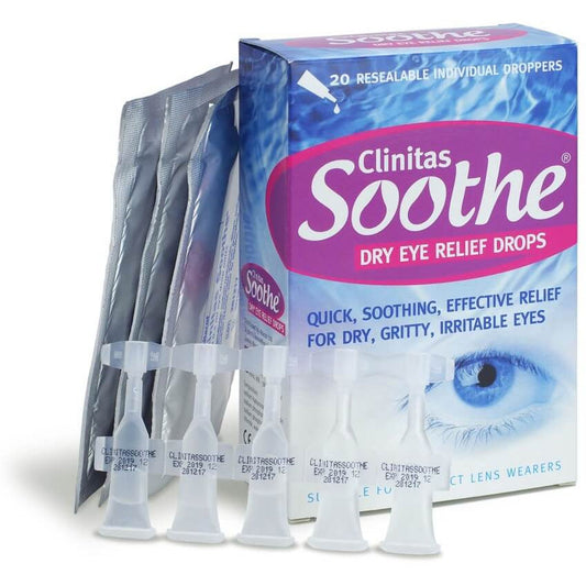 Clinitas Soothe Dry Eye Relief Drops - 20 Individual Droppers