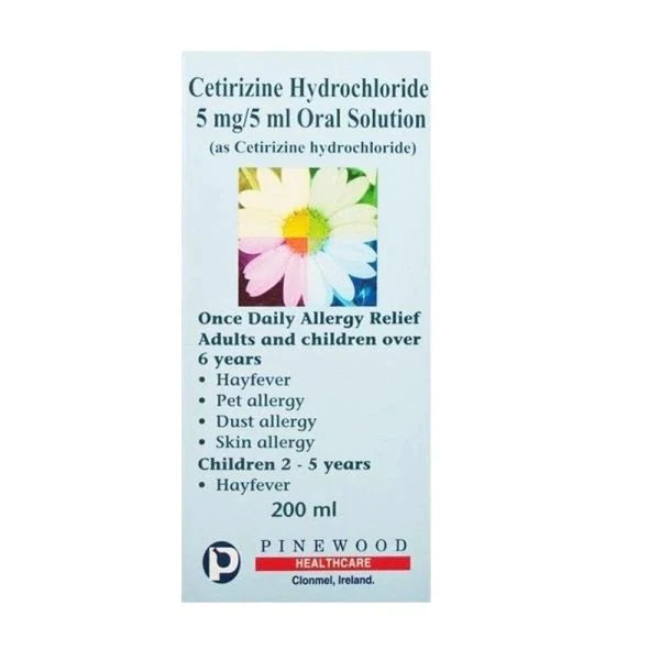 Cetirizine 5mg/5ml Oral Solution 200ml (Pinewood)