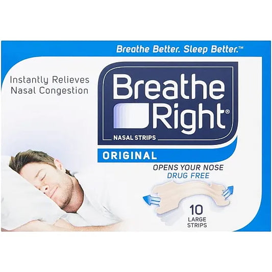 Breathe Right Natural Snoring Congestion Relief Nasal Strips - 10 Large Strips