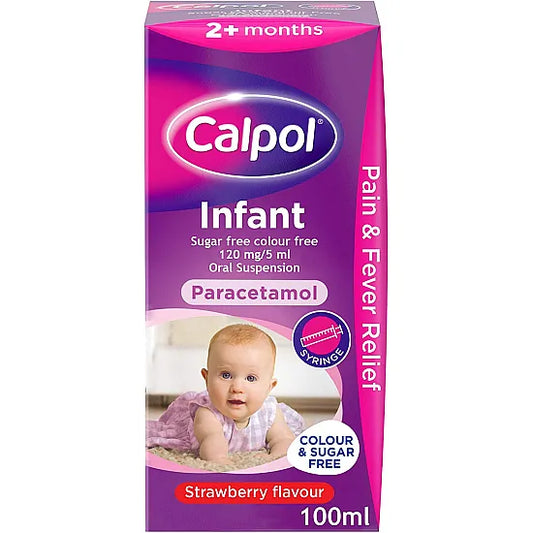 Calpol Infant Sugar Free Strawberry Suspension (Colour Free) - 100ml