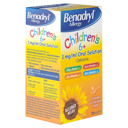 Benadryl Allergy Children's 6+ 1 mg/ml Oral Solution - 70ml