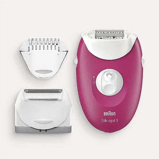 Braun Silk-épil 3-410 - Epilator for Long-Lasting Hair Removal - White/Pink