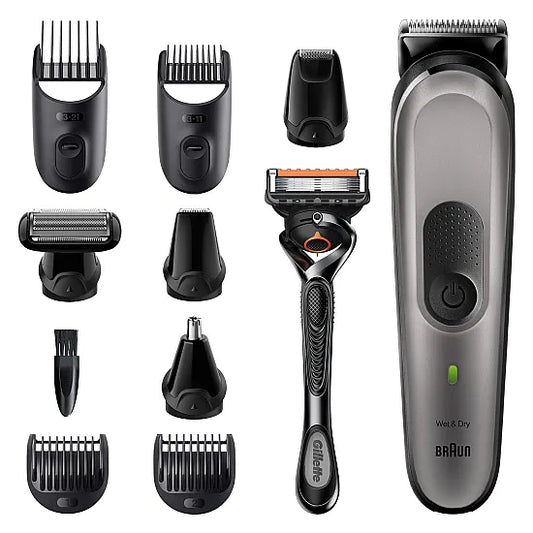 Braun MGK7920TS - 8-in-1 Beard & Face Trimmer - Hair Clippers with Gillette Fusion5 ProGlide Razor