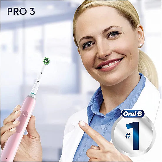 Oral-B Pro 3 3900 Duo - Smart Pressure Sensor - Pack of Two Electric Toothbrushes Black & Pink