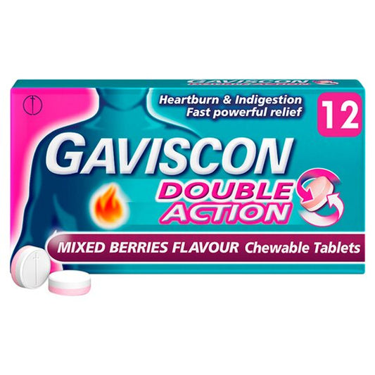 Gaviscon Double Action Chewable Tablets Mixed Berries - 12 Tablets