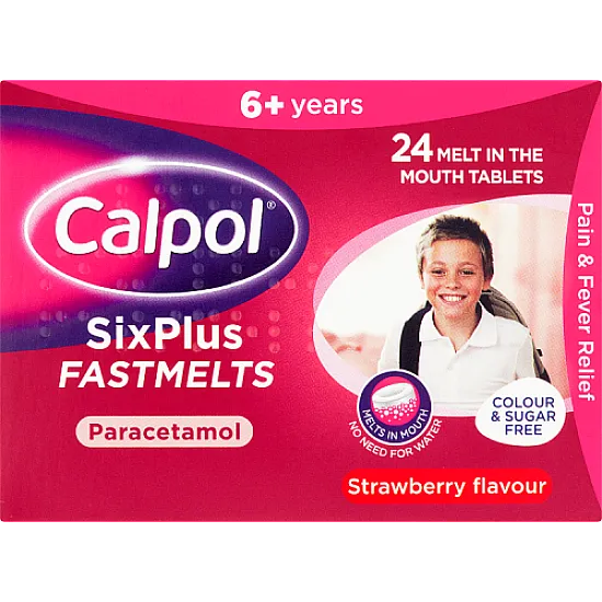 Calpol Sixplus FastMelts Strawberry - 24 Tablets