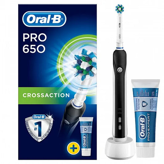 Oral-B Pro 650 CrossAction Black Electric Toothbrush & Toothpaste
