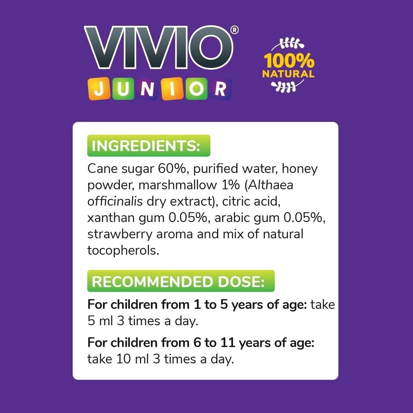 VIVIO Junior Cough Syrup Relief for Dry & Congested Cough in Kids