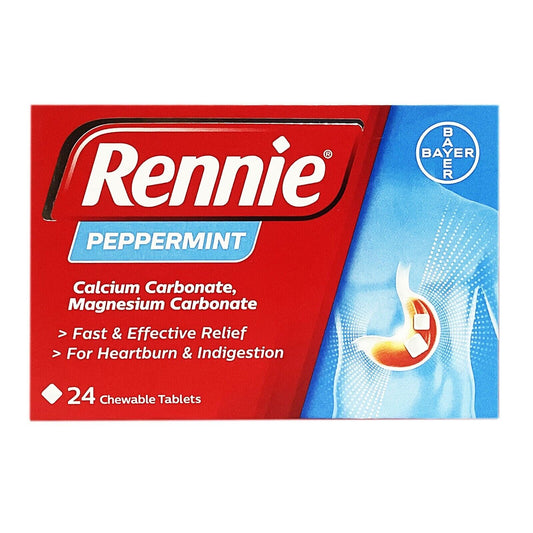 Rennie Peppermint Indigestion and Heartburn Chewable Tablets - 3 x 24