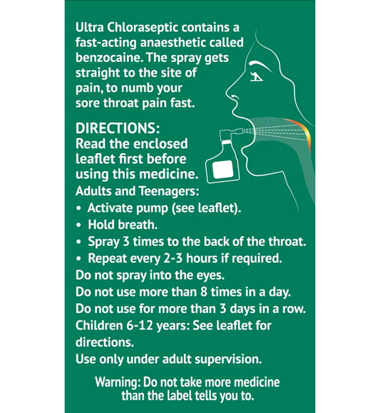 Ultra Chloraseptic Anaesthetic Throat Spray 15ml New