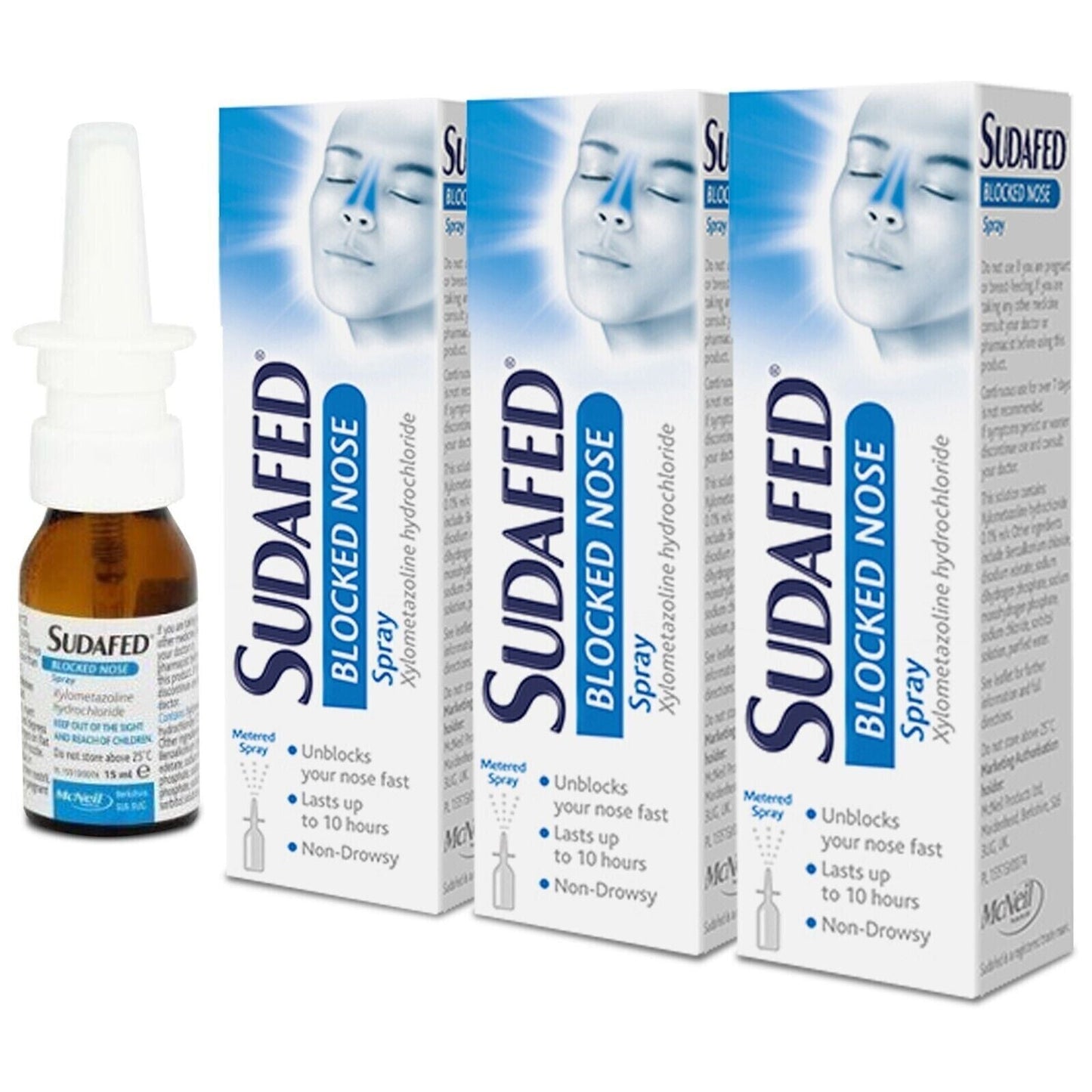 Sudafed Blocked Nose Spray Unblocks Fast Non-Drowsy- 3x 15ml