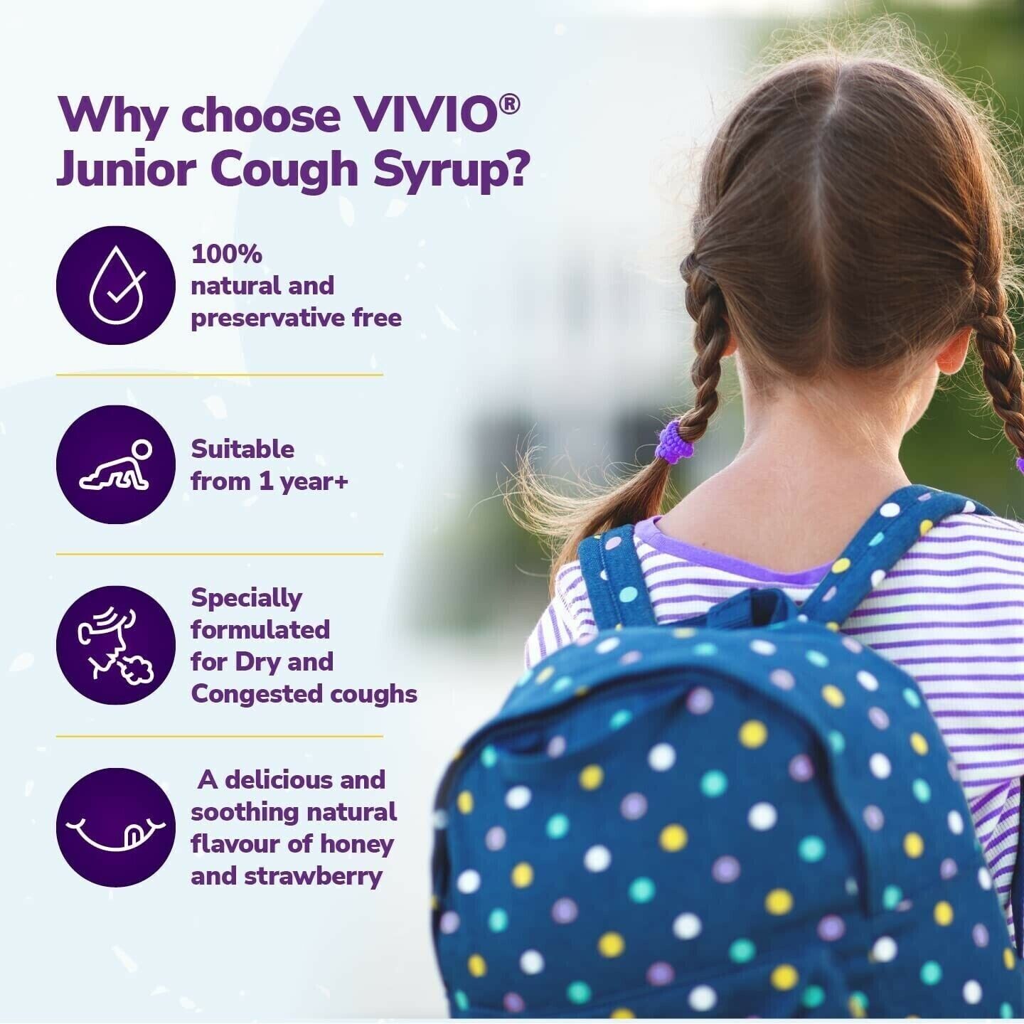 VIVIO Junior Cough Syrup Relief for Dry & Congested Cough in Kids