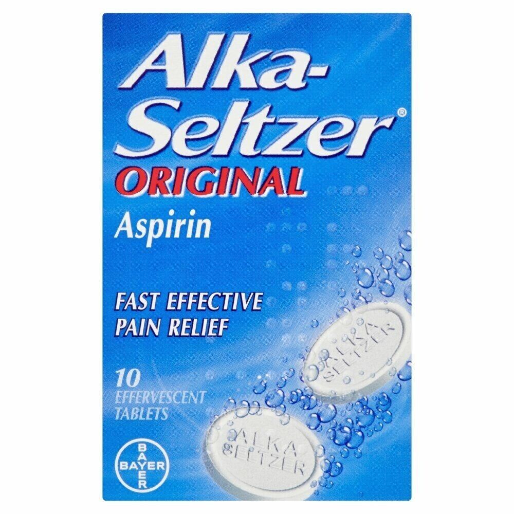 Alka-Seltzer Original - 10 Effervescen Tablets (Pain Relief Migraine,Cold & Flu)