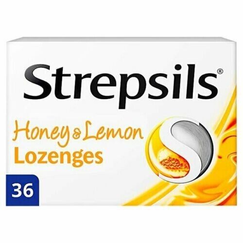 Strepsils 36 Lozenges For Sore Throat & Blocked Nose Honey and Lemon