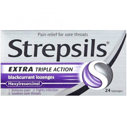 Strepsils Extra Triple Action Blackcurrant – 24 Lozenges